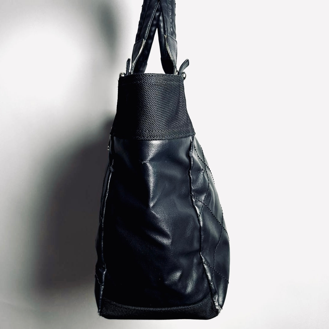 Chanel Black Paris Biarritz CC Monogram Logo Quilted Leather & Fabric Shopper Shoulder Tote Bag 12s