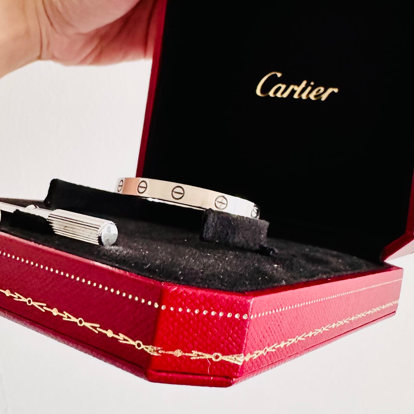 Cartier Love Classic White Gold Bangle Bracelet Size 16
