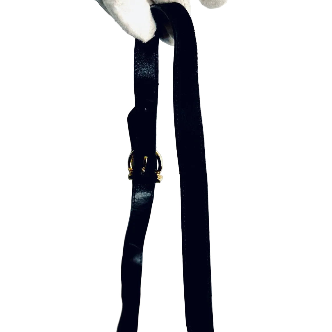Salvatore Ferragamo Gancini Navy Blue GHW Suede Camera Shoulder Sling Bag