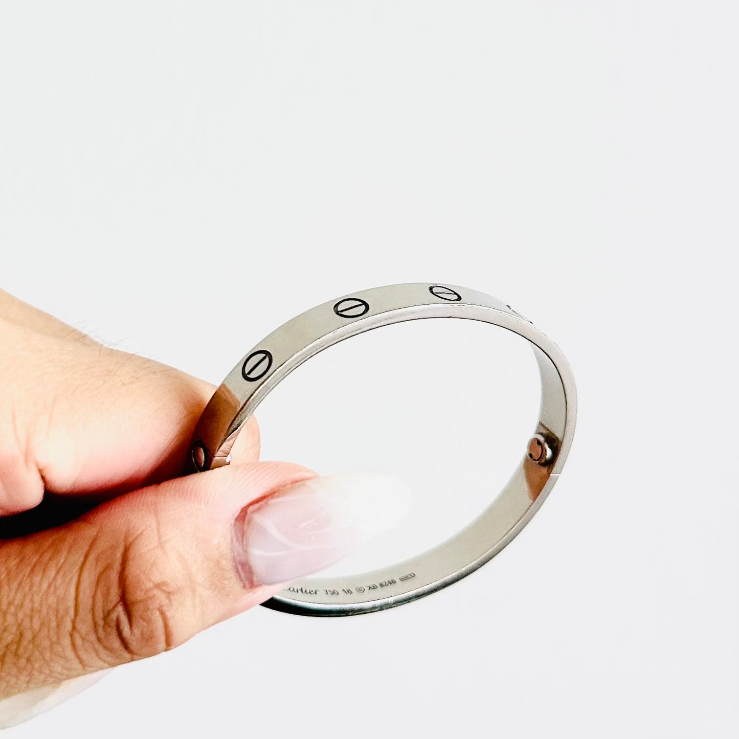 Cartier Love Classic White Gold Bangle Bracelet Size 16