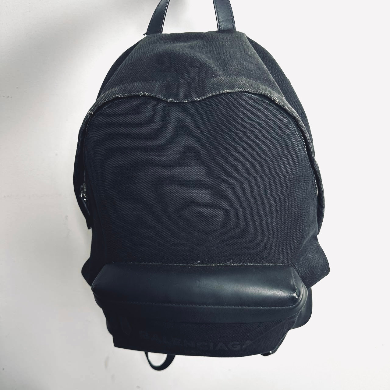 Balenciaga Black Monogram Logo Canvas Explorer Backpack Bag – Valuxre