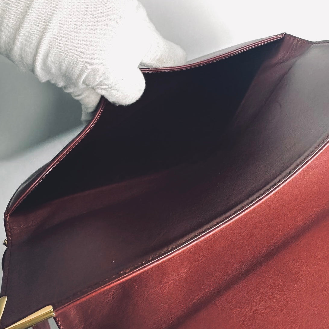Cartier Must / Mast de Cartier Maroon Burgundy GHW Smooth Leather Flap Shoulder Sling Bag