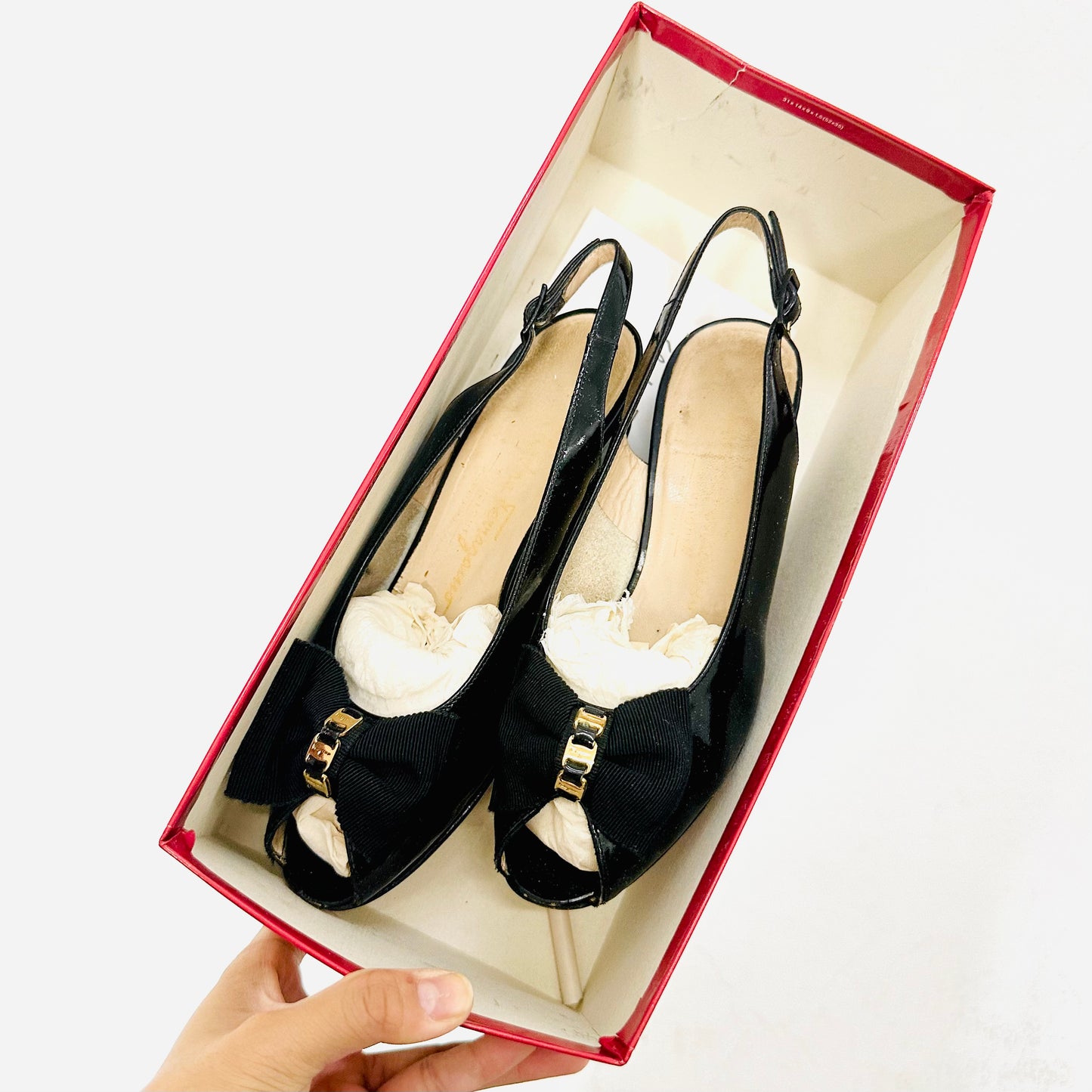 Salvatore Ferragamo Vara Mais Black GHW Giant Monogram Logo Bow Ballet Ballerina Slingbacks Classic Heels Pumps Shoes