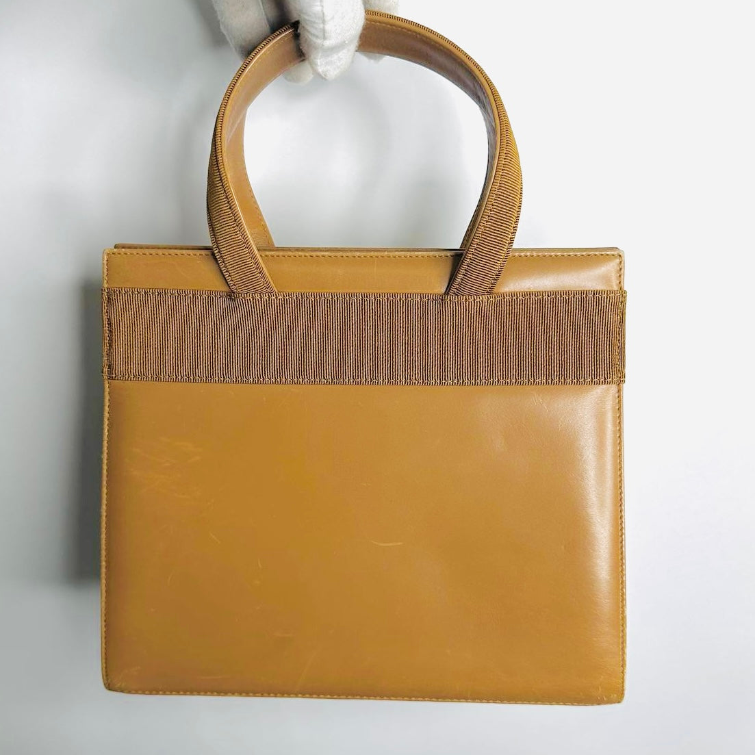 Salvatore Ferragamo Vara Bow Kelly Caramel Brown GHW Monogram Logo Smooth Leather 2-Way Top Handle Shoulder Sling Bag