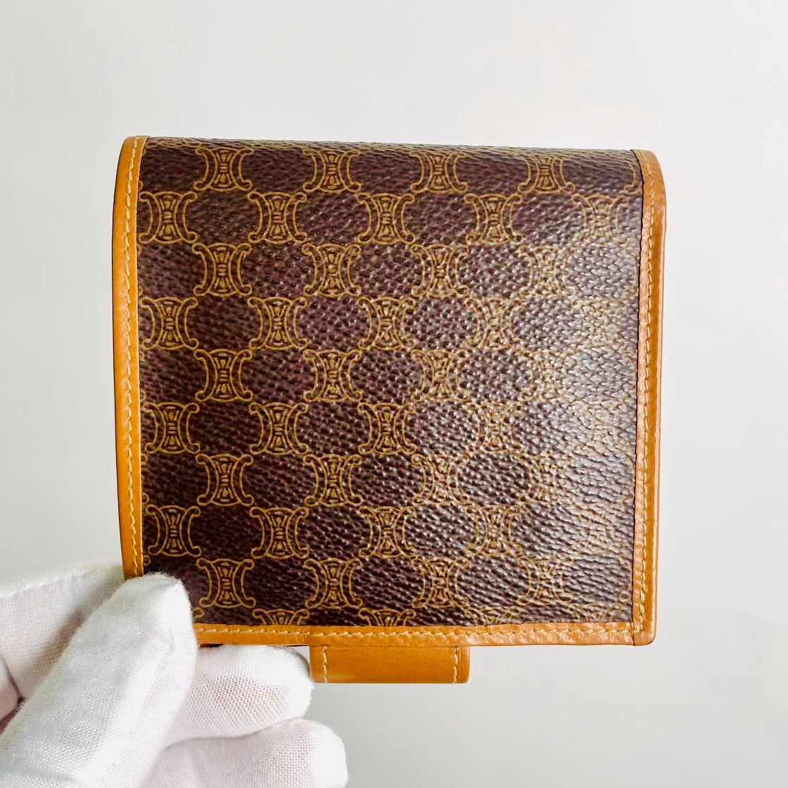 Celine Triomphe Macadam Monogram Logo GHW Flap Compact Bifold Wallet