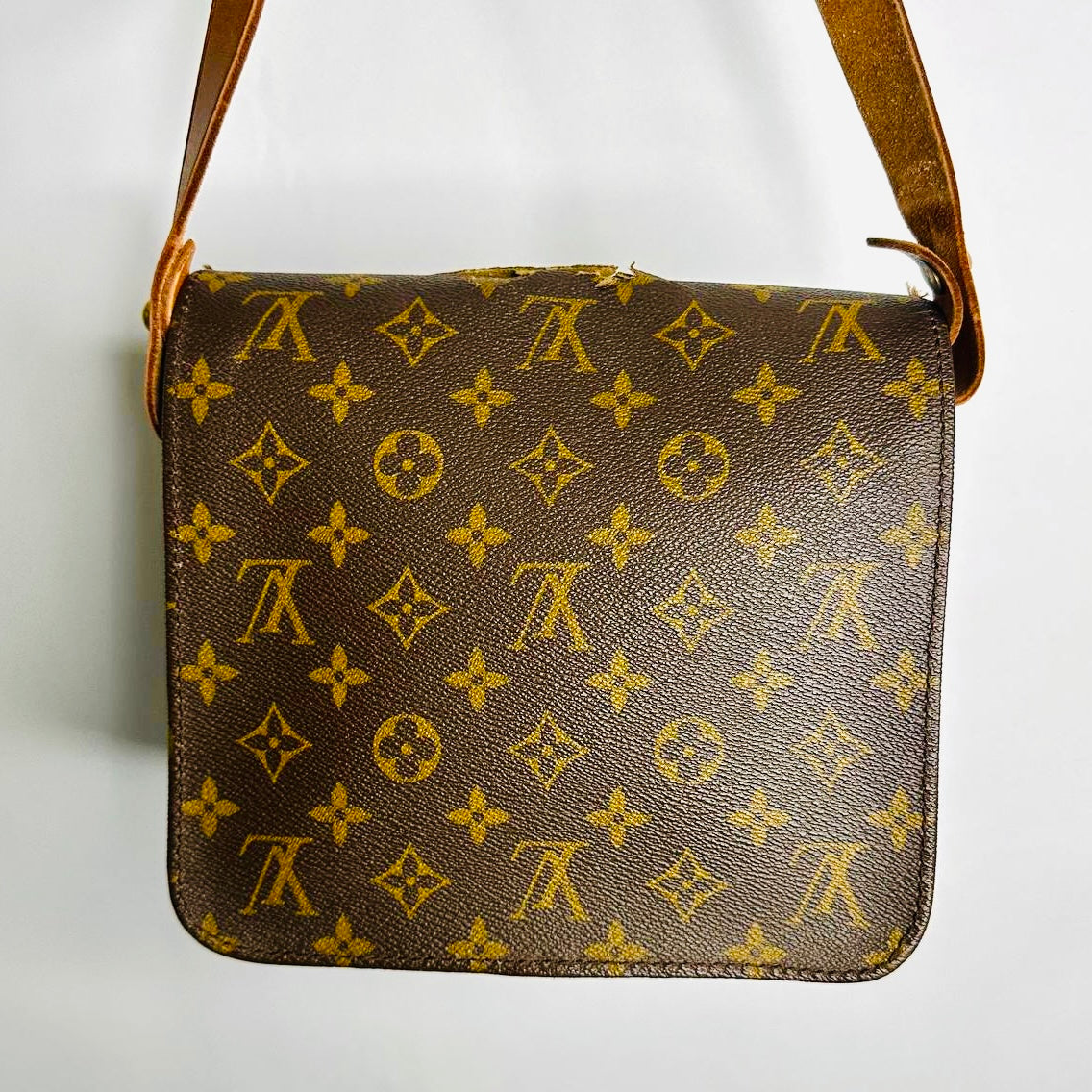 Louis Vuitton LV Cartouchiere Monogram Logo GHW Vintage Flap Shoulder Sling Bag
