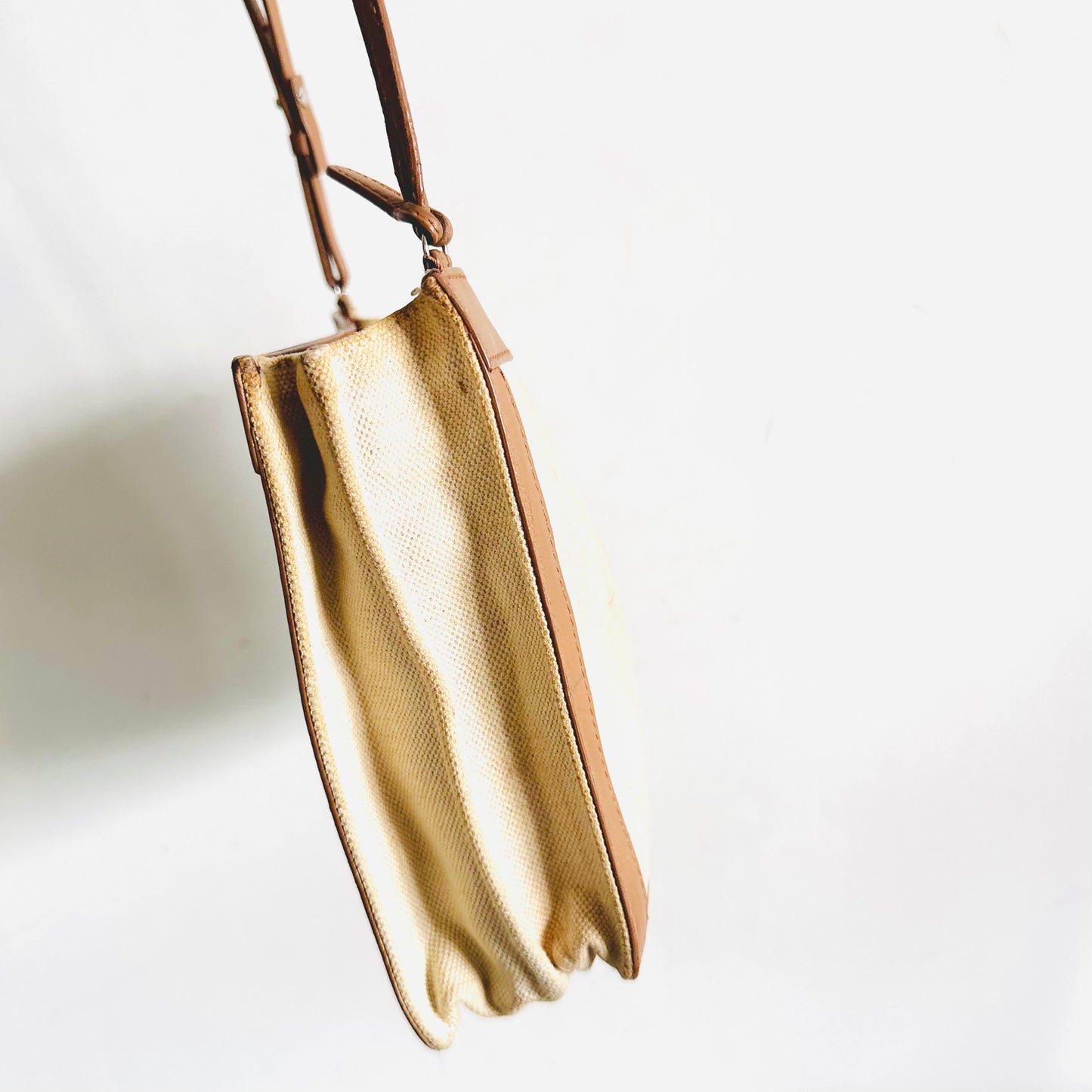 Balenciaga Cabas AJ Caramel Brown / White Logo Small Pochette Clutch Shoulder Sling Bag