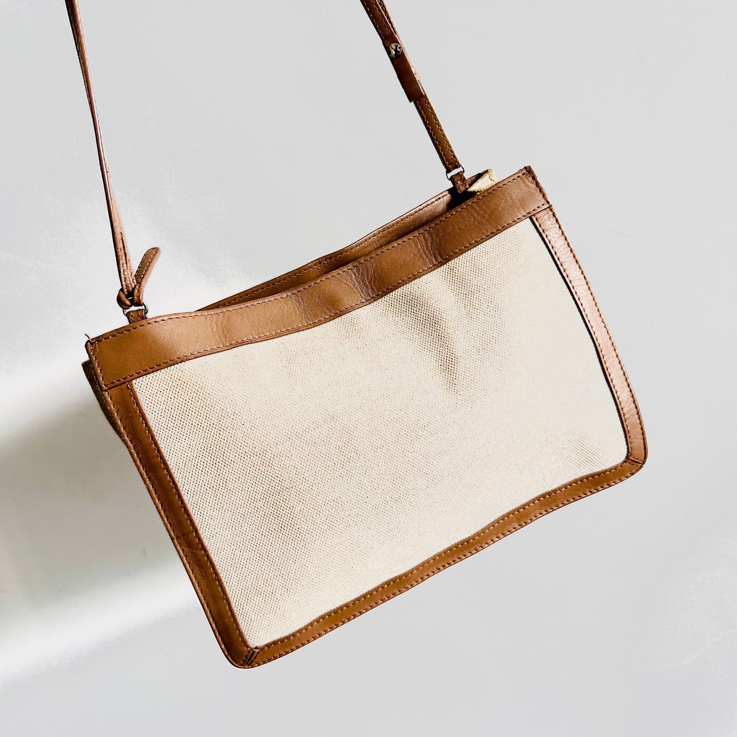 Balenciaga Cabas AJ Caramel Brown / White Logo Small Pochette Clutch Shoulder Sling Bag