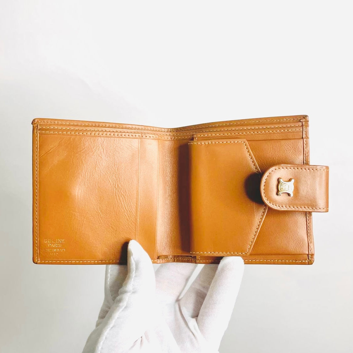 Celine Triomphe Macadam Monogram Logo GHW Flap Compact Bifold Wallet