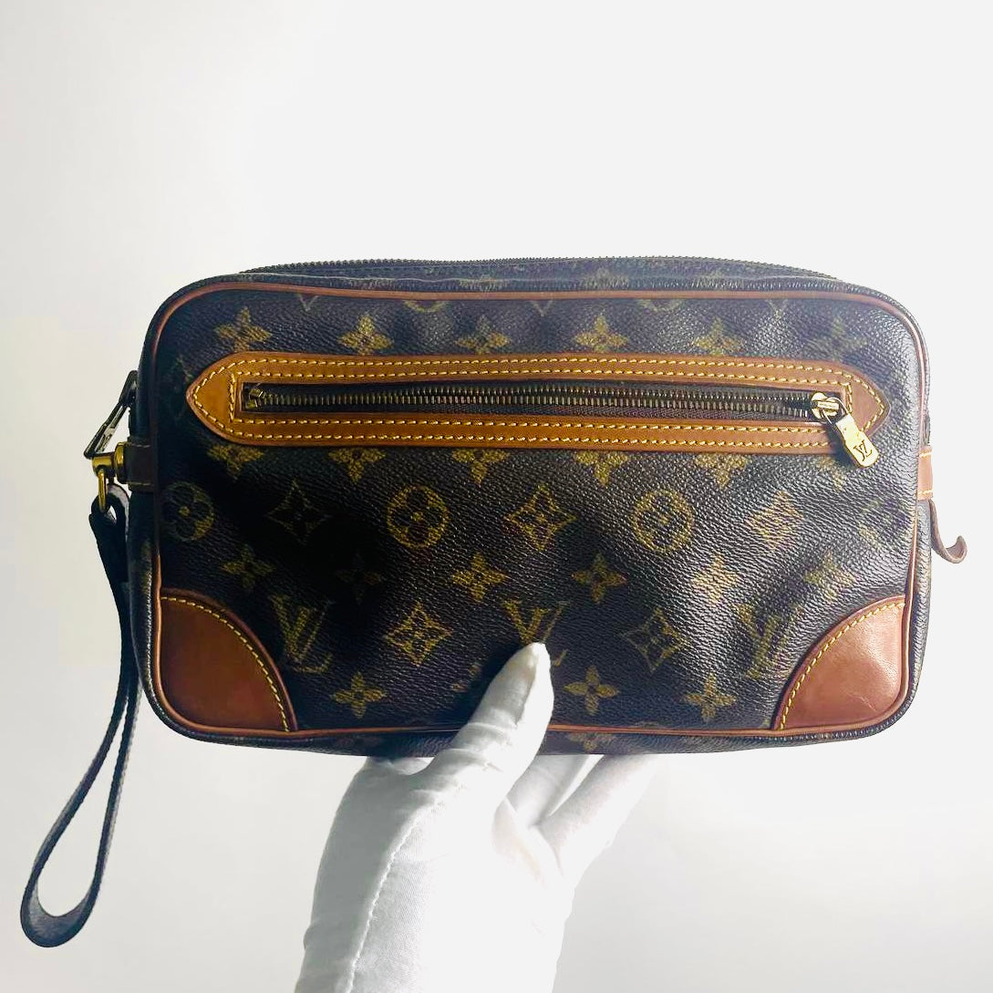Louis Vuitton LV Dragonne Marly Monogram Logo GHW Vintage Wrislet Clutch Pouch Case