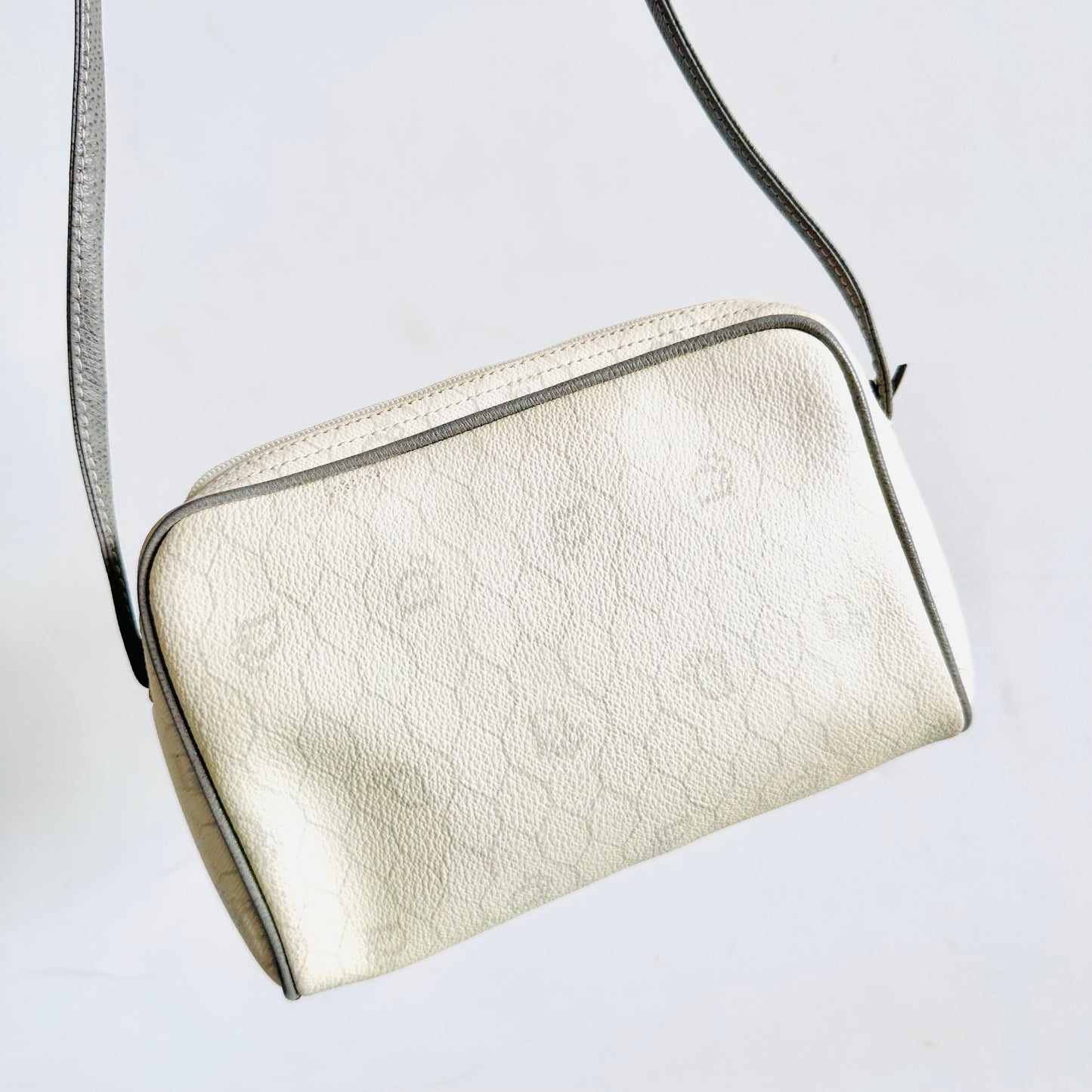 Christian Dior CD White Honeycomb GHW Oblique Monogram Logo Zip Shoulder Sling Bag
