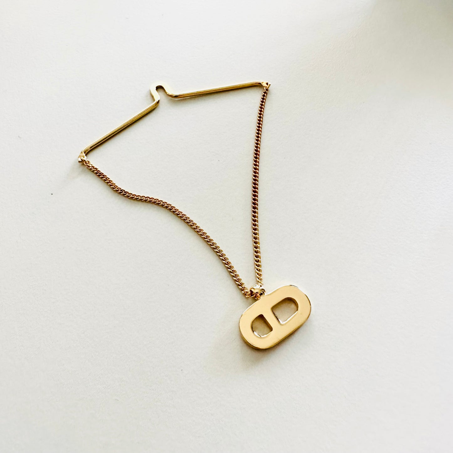 Christian Dior CD Gold Monogram Logo Signature Crystals Hanging Charm Chain