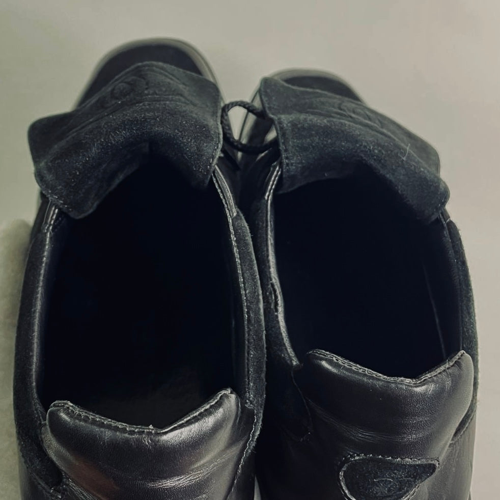 Chanel Black Classic Giant CC Logo Suede & Leather Lace Up Sneakers Shoes