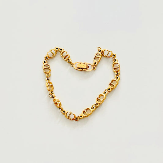 Christian Dior CD Classic Gold All Over Monogram Logo Bracelet