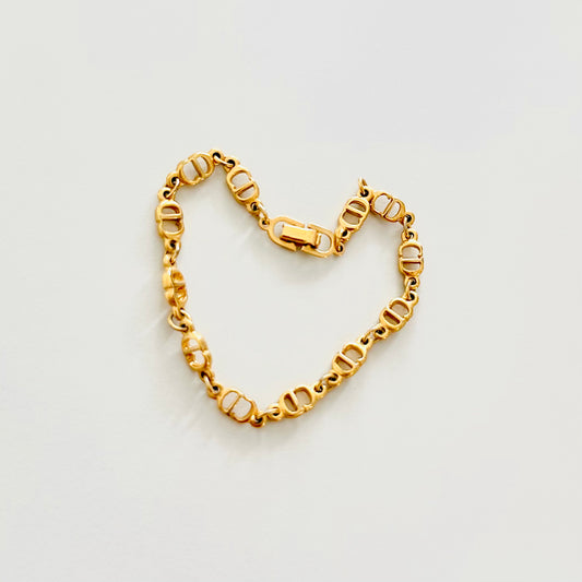 Christian Dior CD Classic Gold All Over Monogram Logo Bracelet