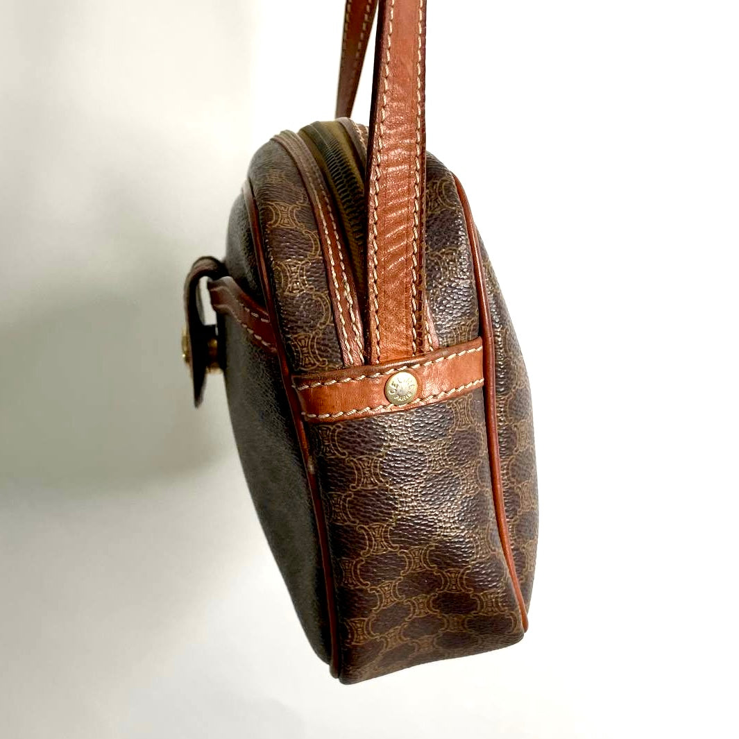Celine Triomphe Macadam Monogram Logo Vintage Shoulder Sling Bag