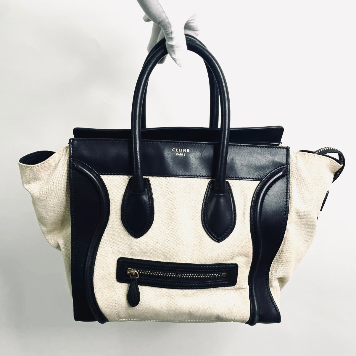 Celine Panda Black & White GHW Mini Luggage Top Handle Tote Bag