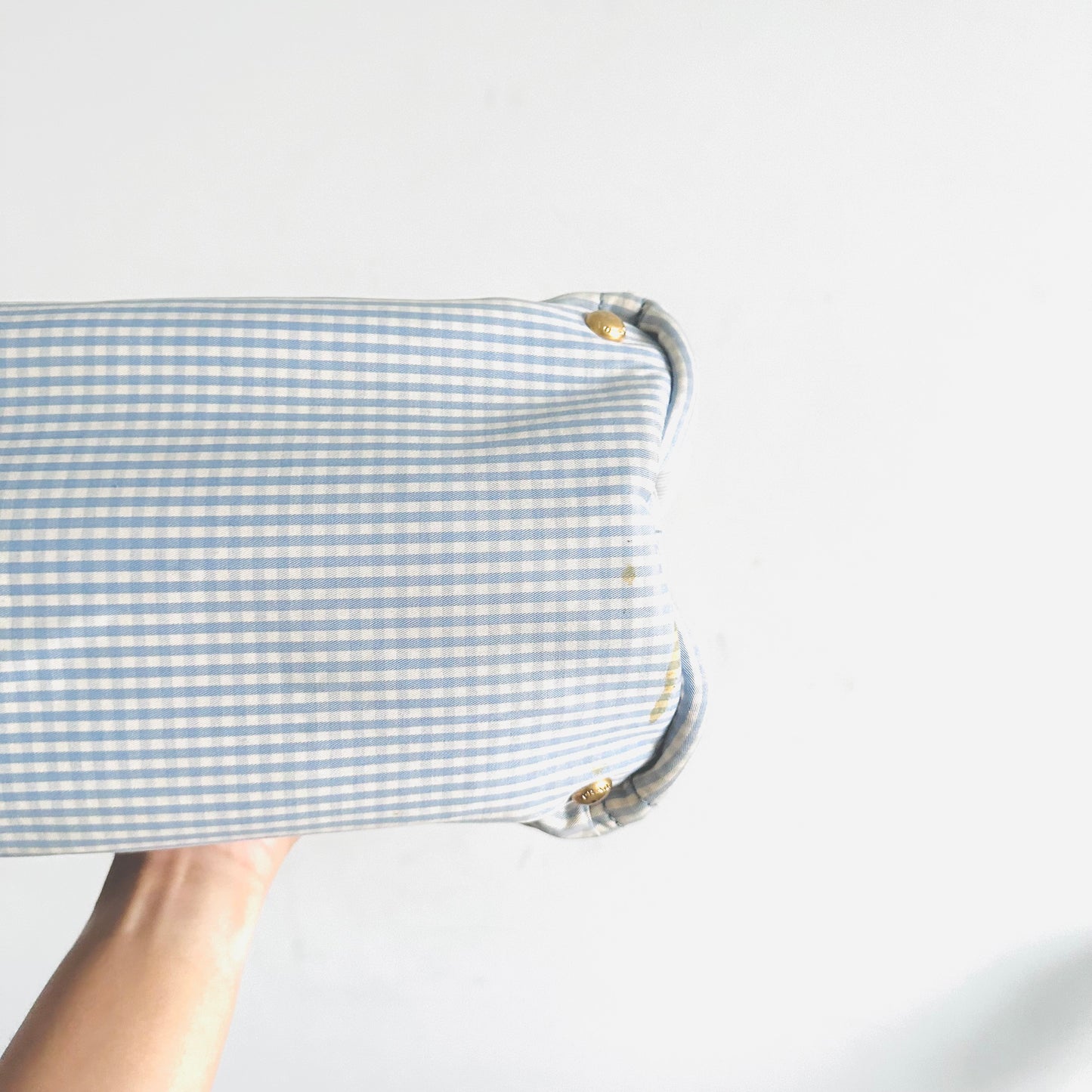 Prada Blue / White Gingham GHW Canapa Classic Logo Tessuto Structured 2-Way Shopper Shoulder Sling Tote Bag