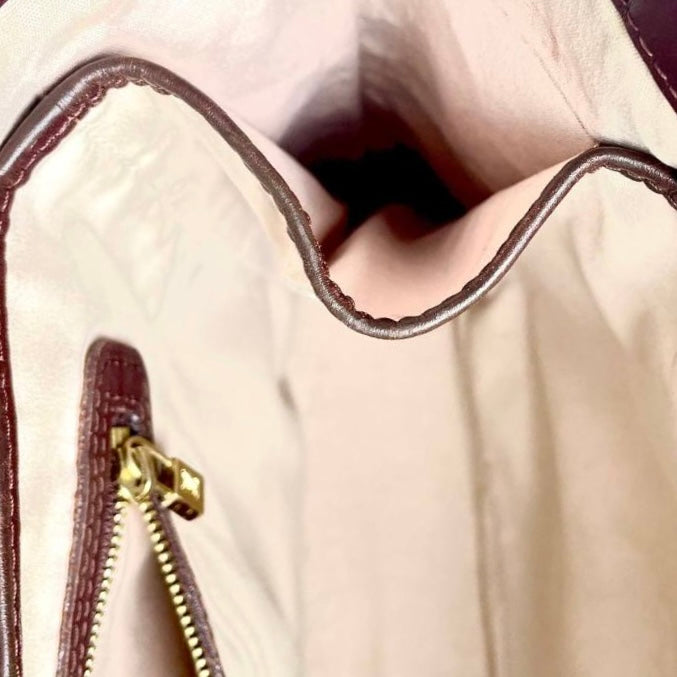 Louis Vuitton LV Mini Lin Lucille Brown / Beige GHW Monogram Logo Shopper Shoulder Tote Bag