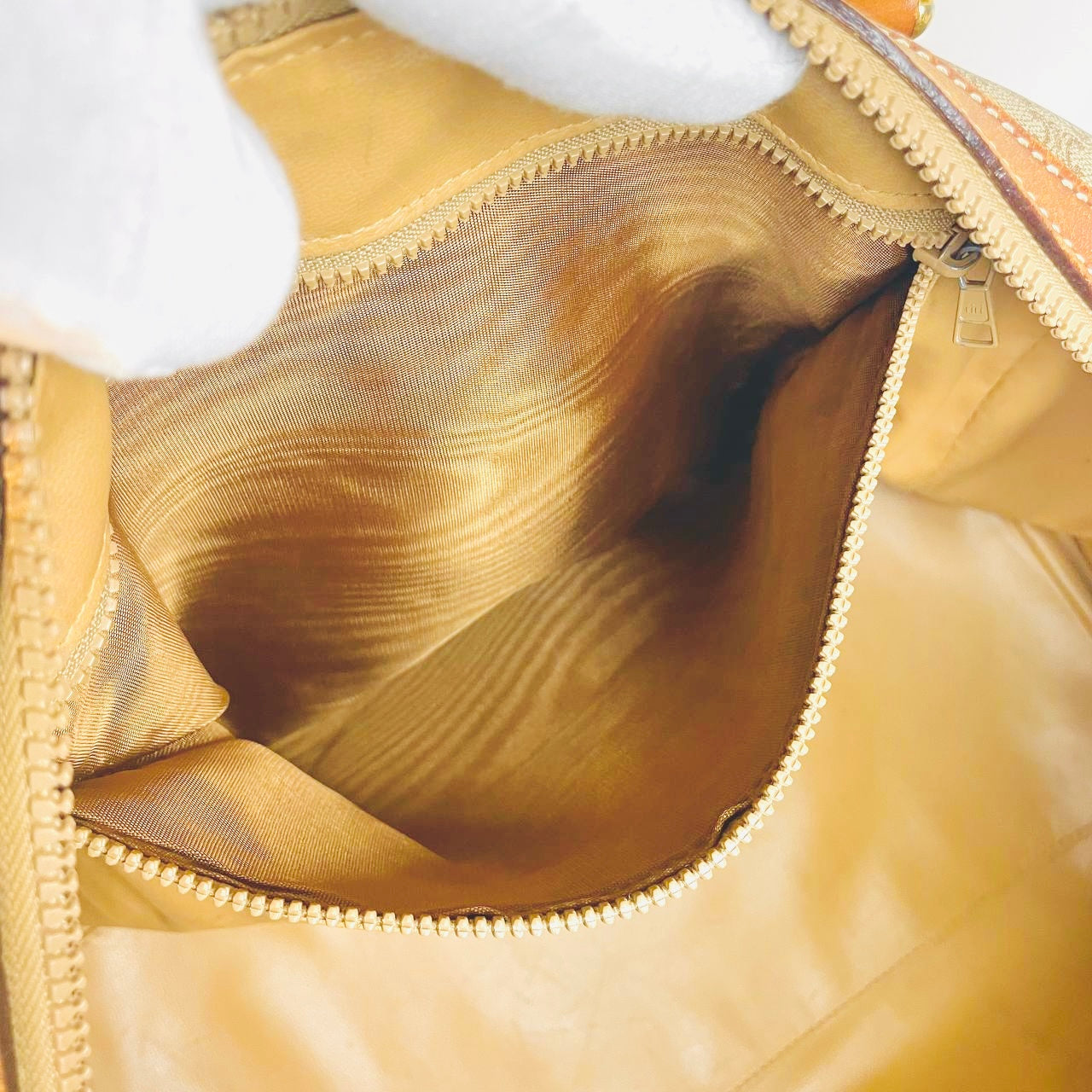Celine Beige Triomphe Macadam Monogram Logo GHW Boston 35 Speedy Vintage Bag