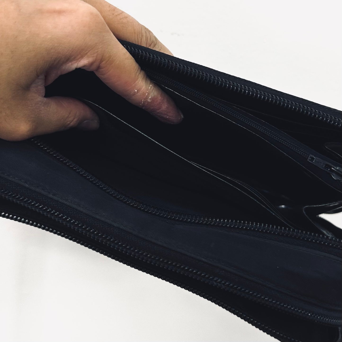 Prada Black Tessuto Monogram Logo Classic Nylon & Leather Double Zip Shoulder Sling Camera Bag
