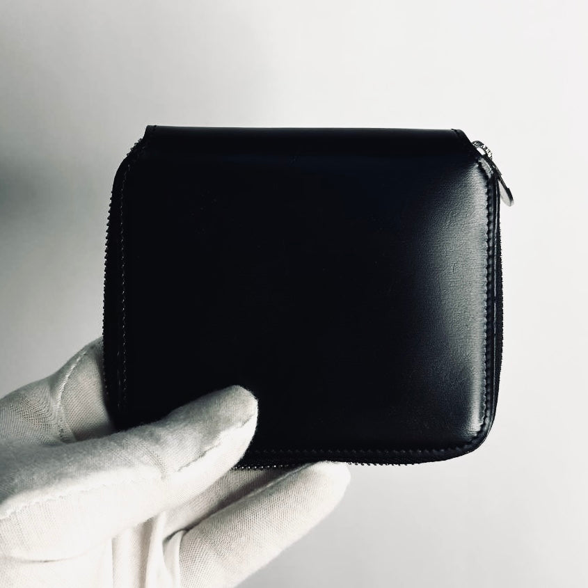 Cartier Black Panthere C Monogram Logo Zippy Zip Around Smooth Leather Compact Vintage Wallet