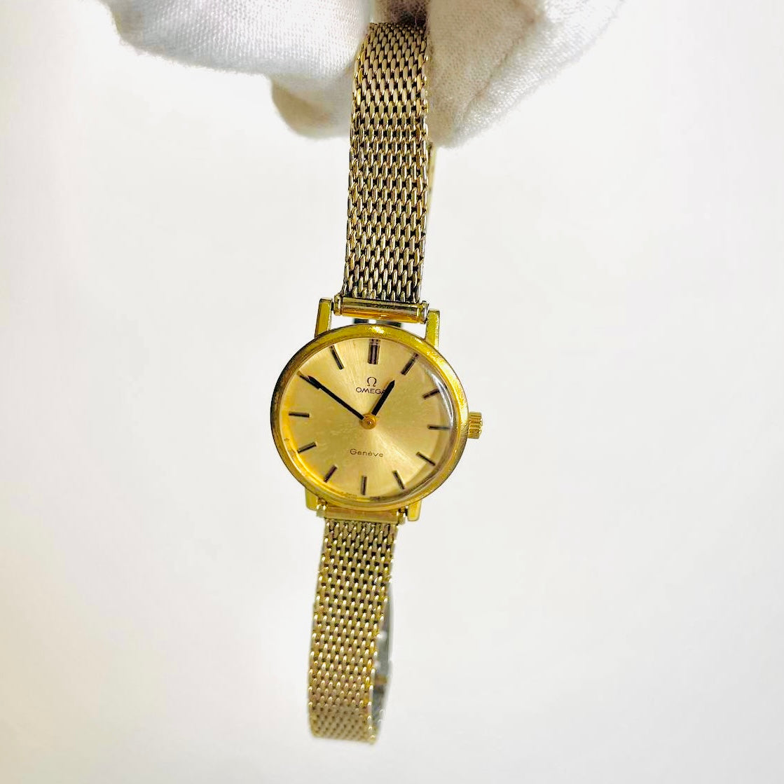 Omega Geneve Gold Dial Stainless Steel 25MM Vintage Watch