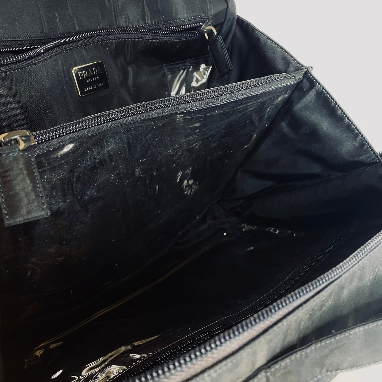 Prada Black Tessuto Classic Logo Nylon Boston Top Handle Document Case Tote Bag