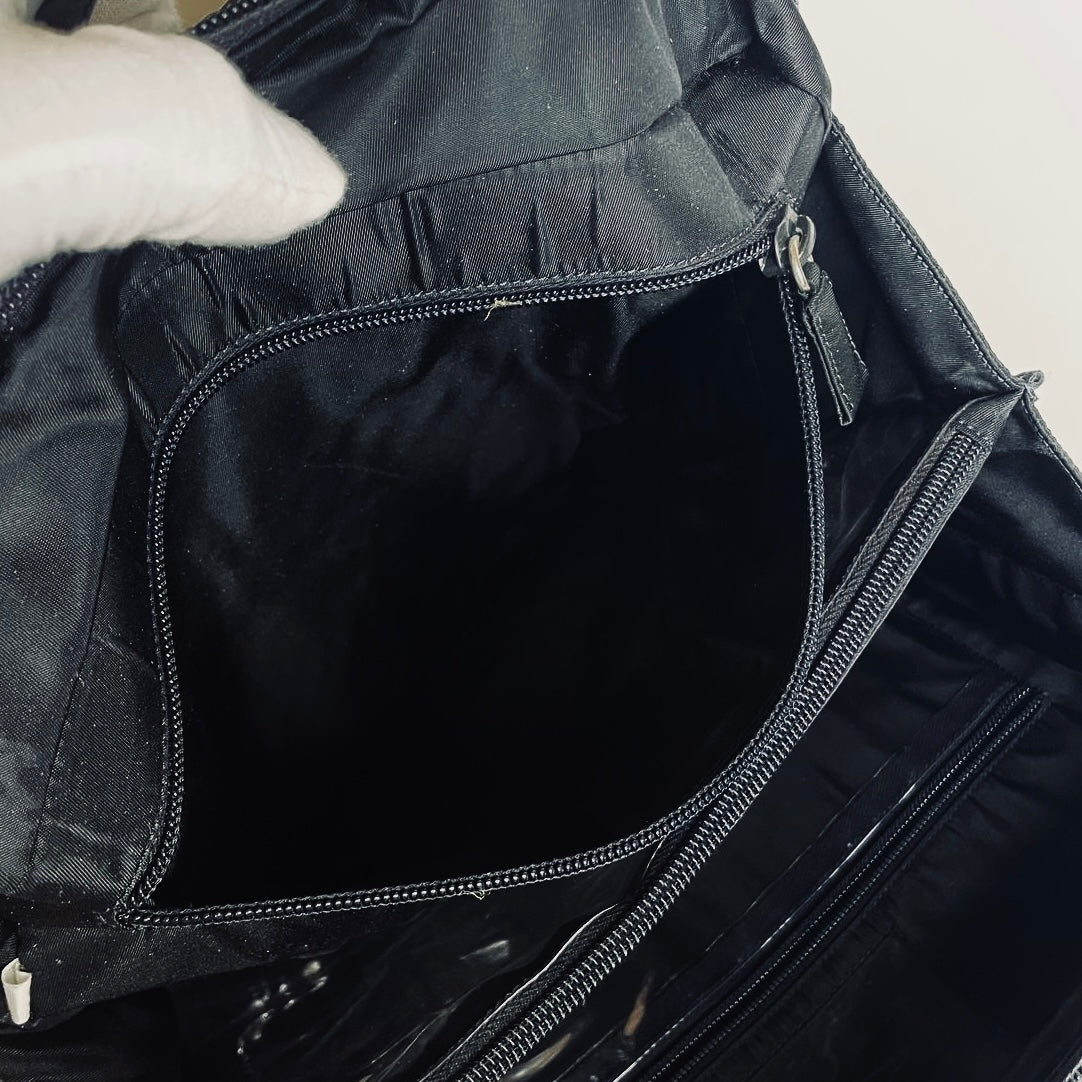 Prada Black Tessuto Classic Logo Nylon Boston Top Handle Document Case Tote Bag