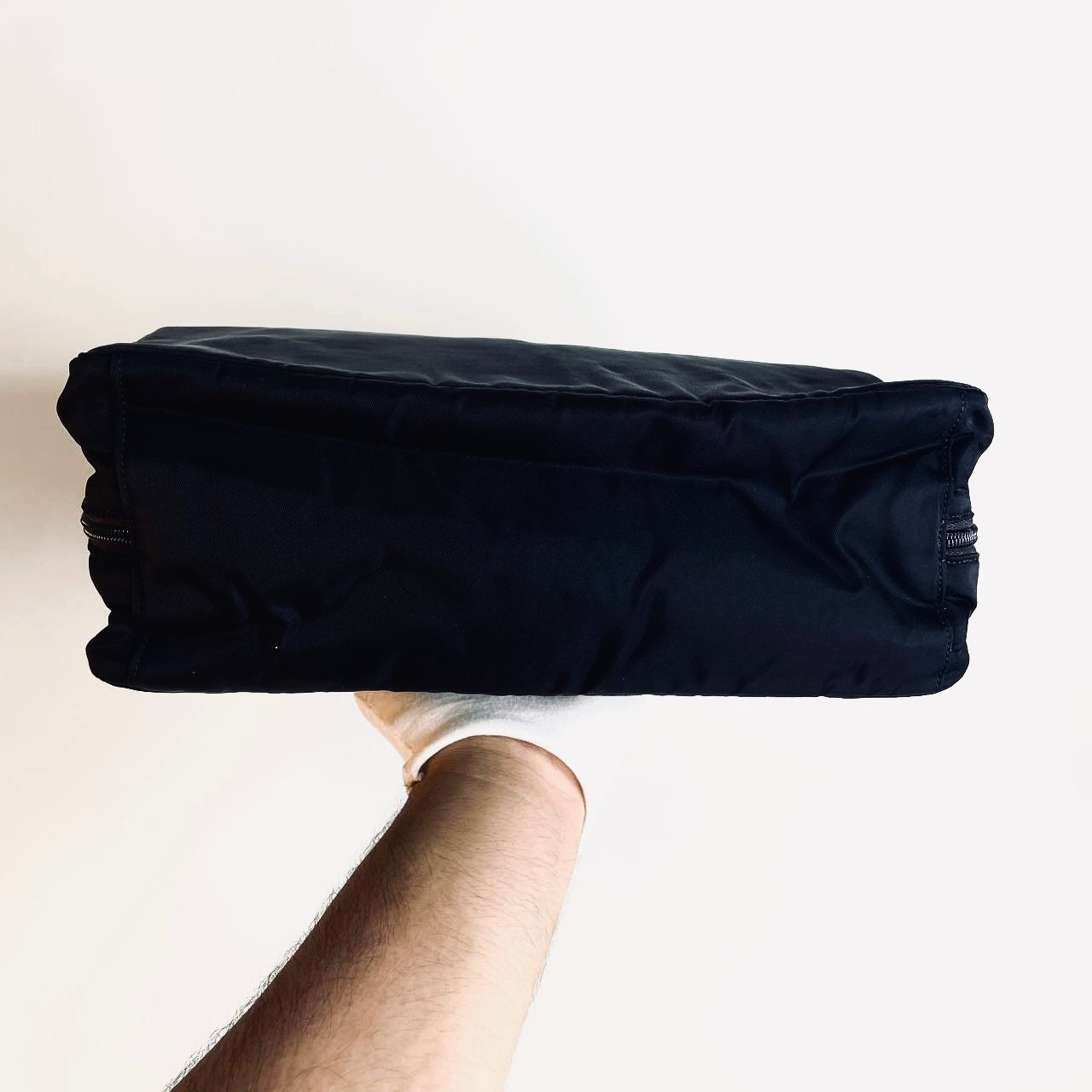 Prada Black Tessuto Classic Logo Nylon Boston Top Handle Document Case Tote Bag