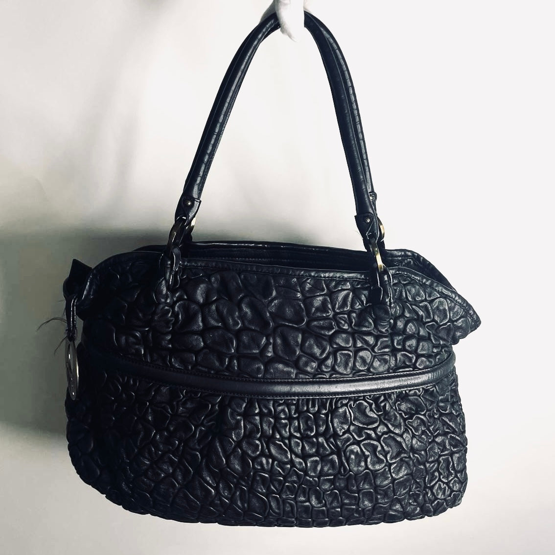 Fendi FF Chef Shopper Black GHW Giant Monogram Logo Leather Shopper Shoulder Tote Bag