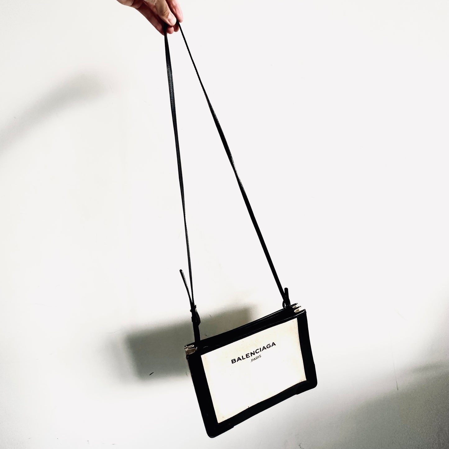Balenciaga Cabas AJ Black Logo Small Pochette Clutch Shoulder Sling Bag