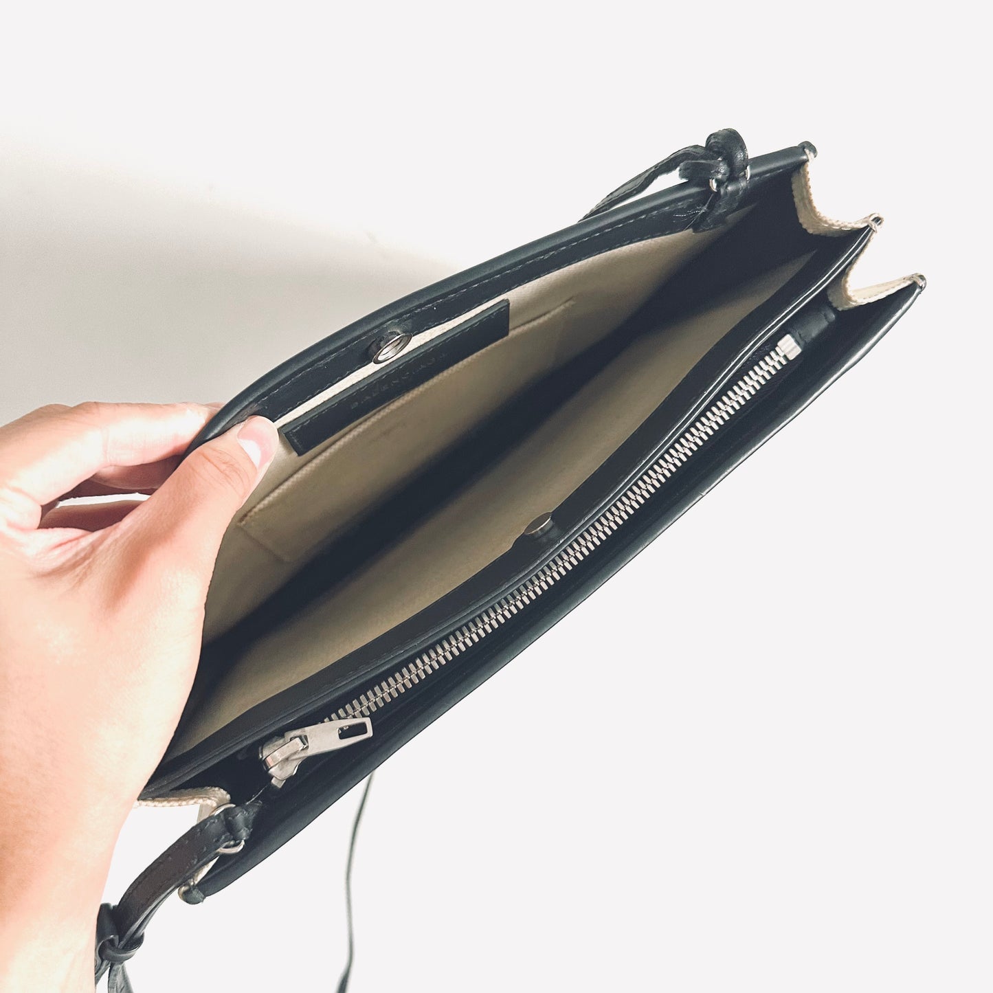 Balenciaga Cabas AJ Black Logo Small Pochette Clutch Shoulder Sling Bag