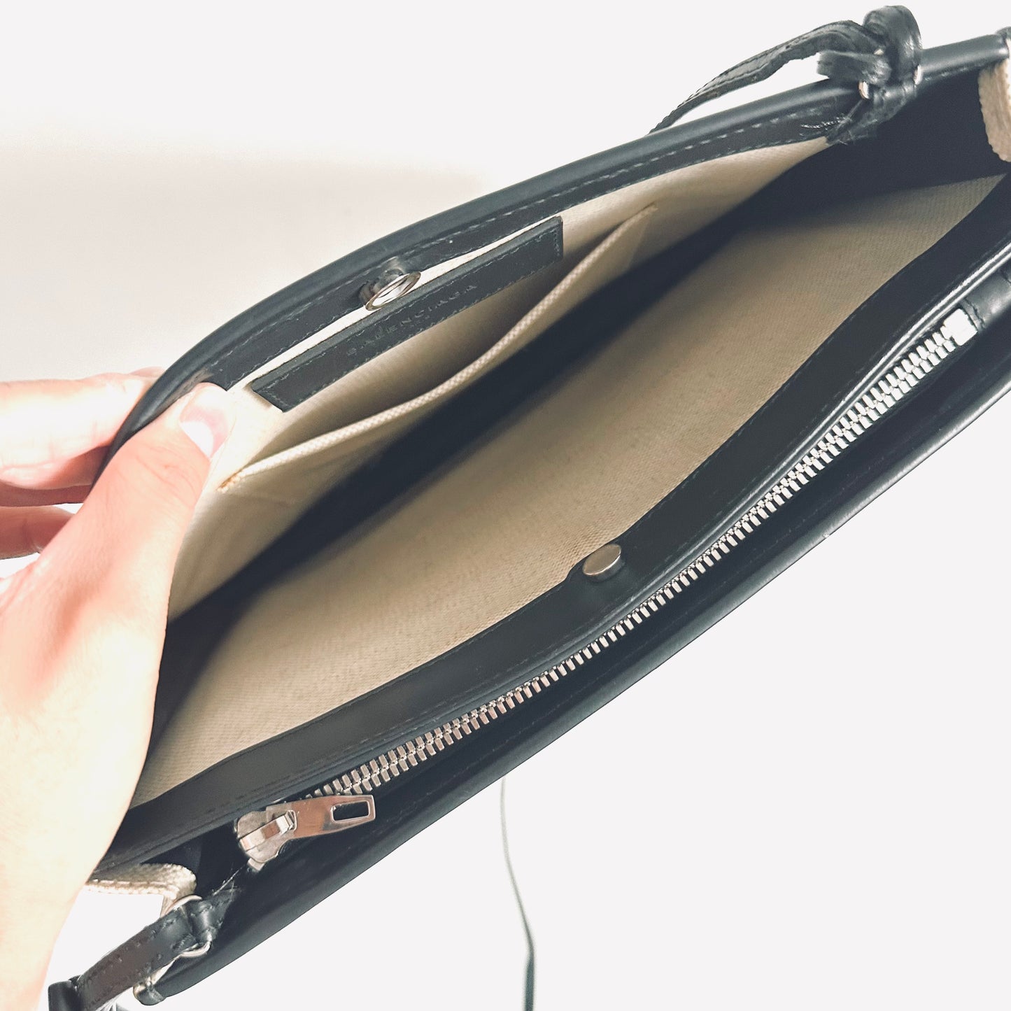 Balenciaga Cabas AJ Black Logo Small Pochette Clutch Shoulder Sling Bag