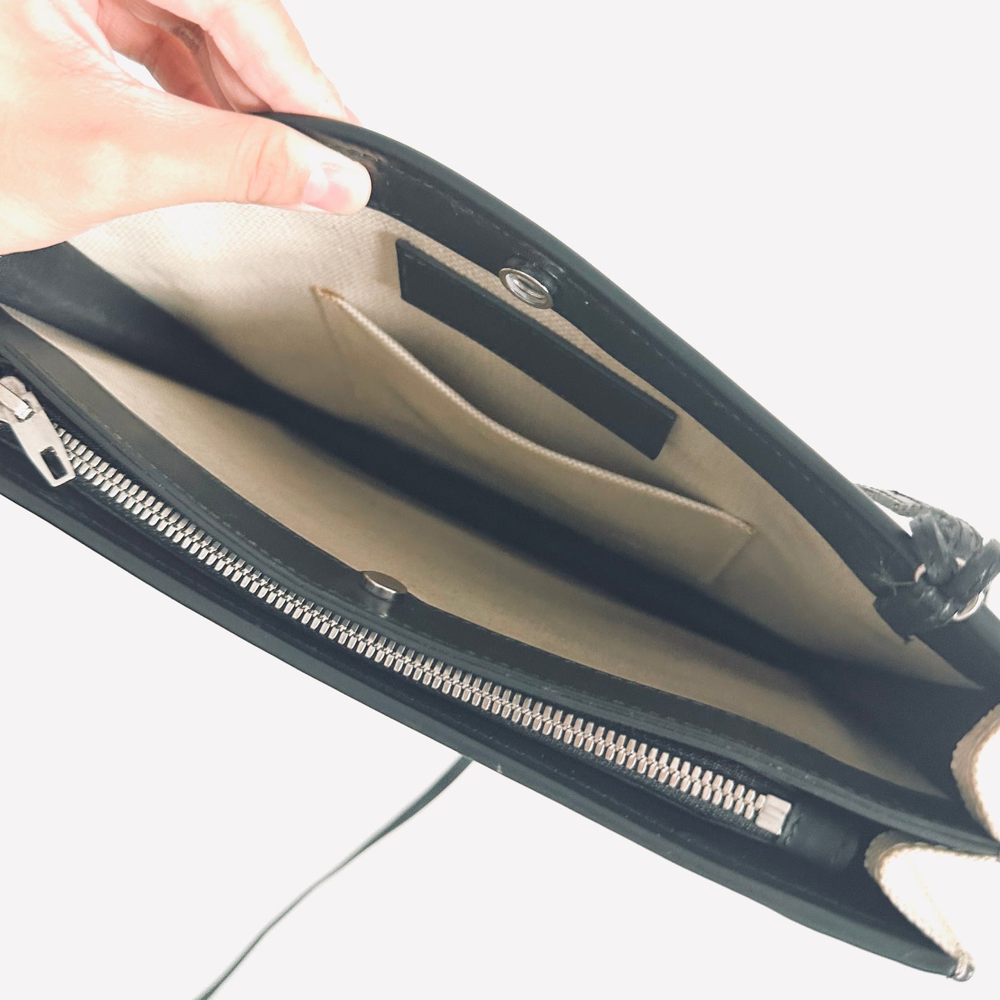 Balenciaga Cabas AJ Black Logo Small Pochette Clutch Shoulder Sling Bag