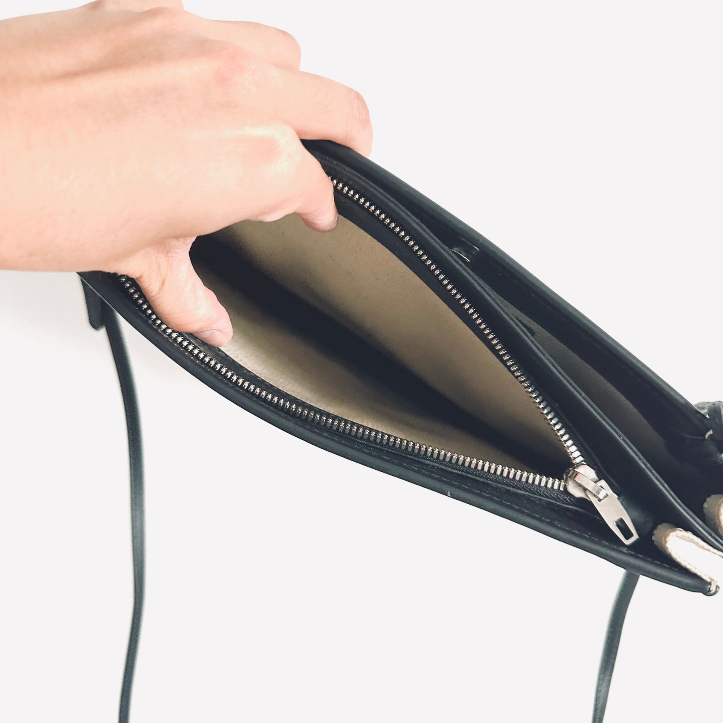 Balenciaga Cabas AJ Black Logo Small Pochette Clutch Shoulder Sling Bag