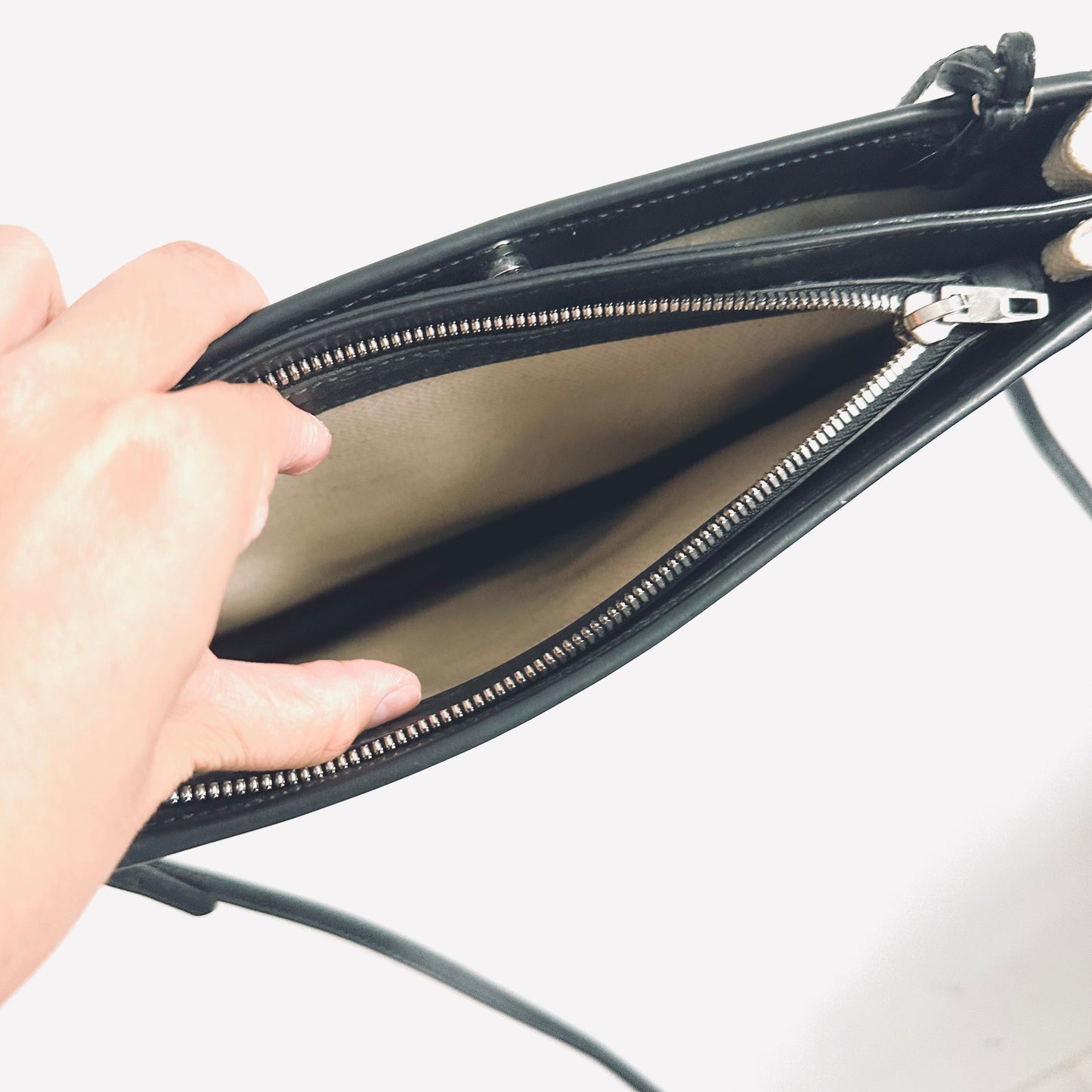 Balenciaga Cabas AJ Black Logo Small Pochette Clutch Shoulder Sling Bag