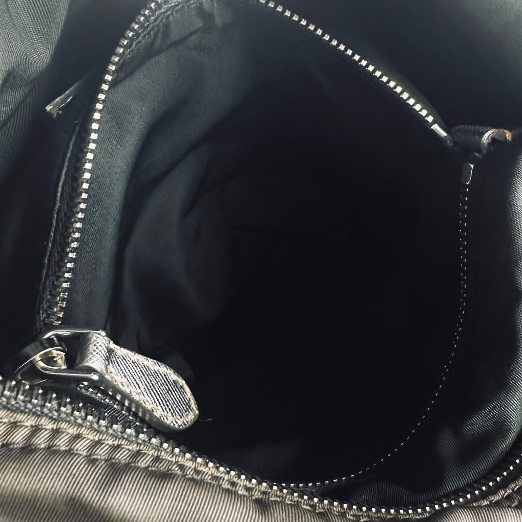 Prada Dark Khaki Tessuto Monogram Logo Nylon & Leather Flap Shoulder Sling Messenger Bag