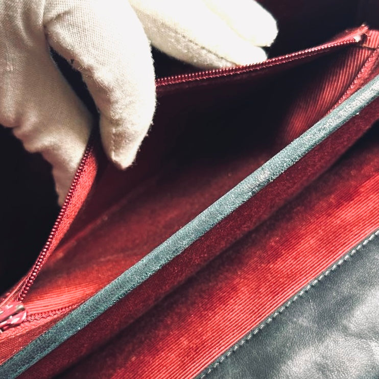 Chanel Black GHW CC Monogram Logo Turnlock Single Flap Quilted Lambskin Vintage Shoulder Sling Bag Pre Series