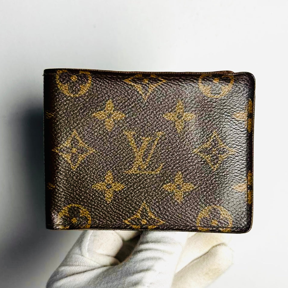Louis Vuitton LV Porte Monnaie Marco Monogram Logo Flap Slim Bifold Wallet