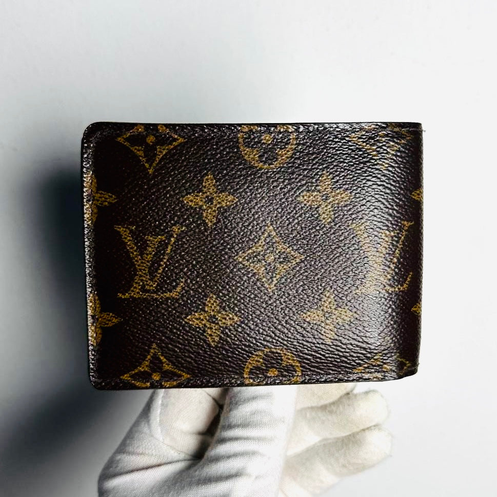 Louis Vuitton LV Porte Monnaie Marco Monogram Logo Flap Slim Bifold Wallet