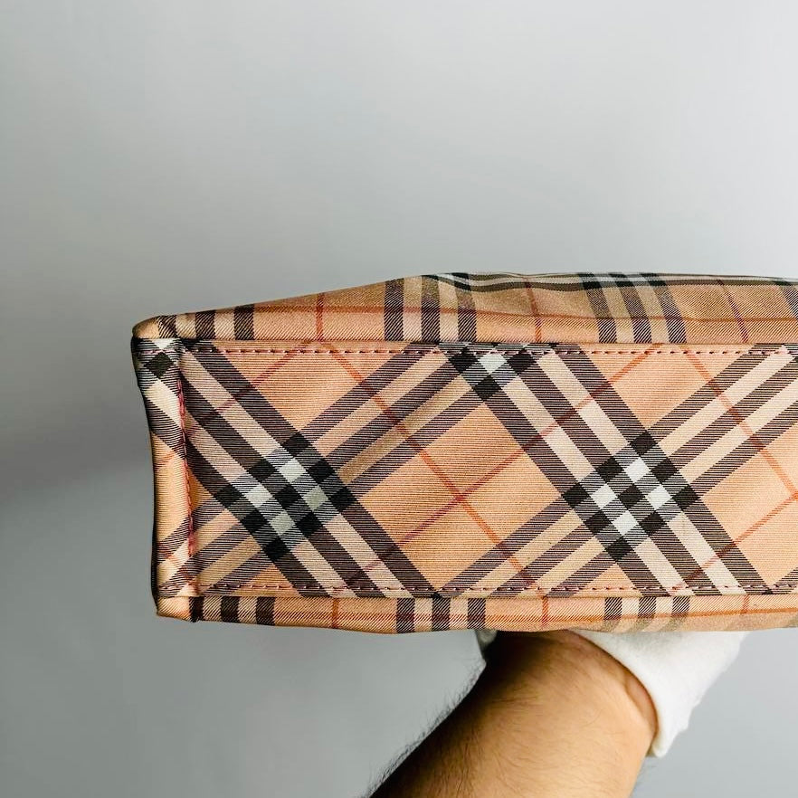 Burberry Beige Classic Check Nova Haymarket Checkered Tote Bag