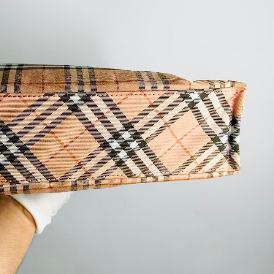 Burberry Beige Classic Check Nova Haymarket Checkered Tote Bag