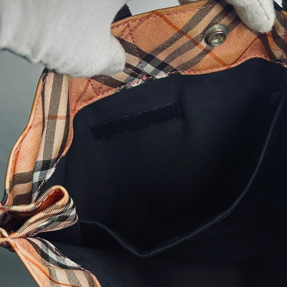 Burberry Beige Classic Check Nova Haymarket Checkered Tote Bag