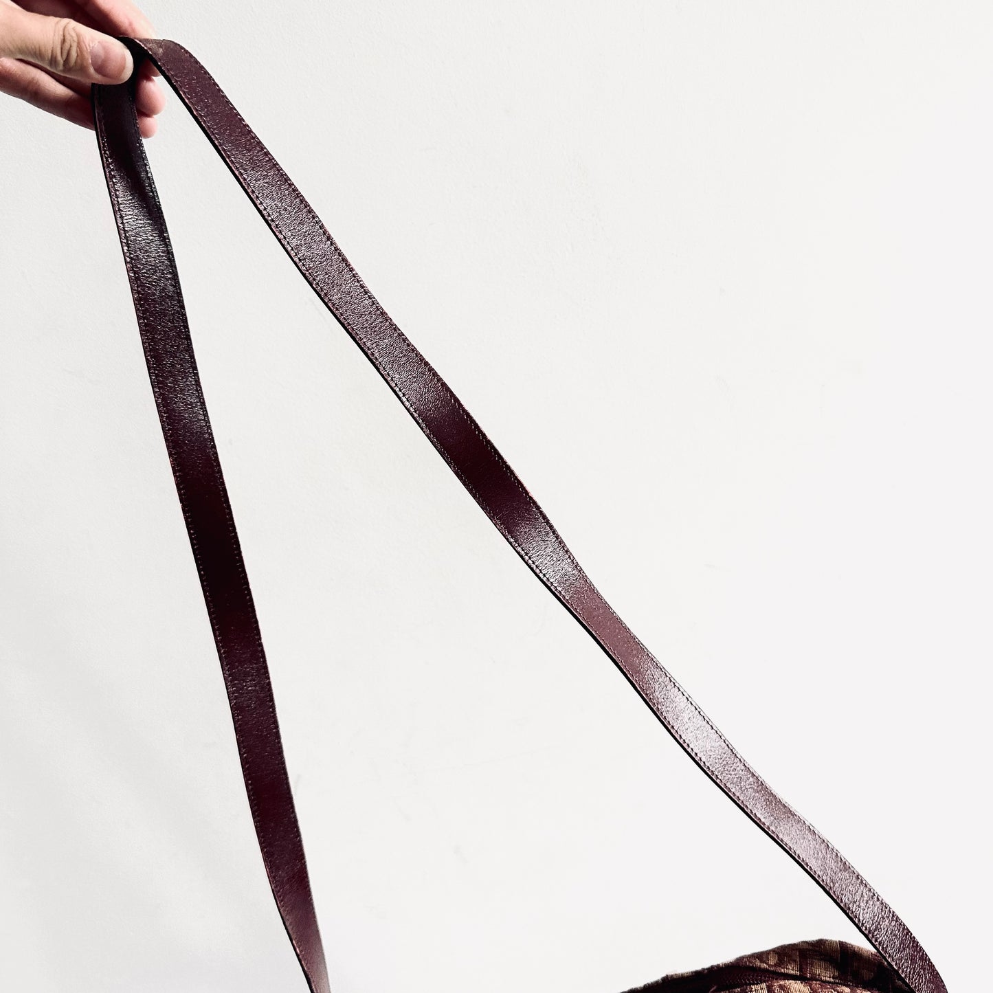Christian Dior CD Maroon Red Oblique Monogram Logo Vintage Camera Shoulder Sling Bag