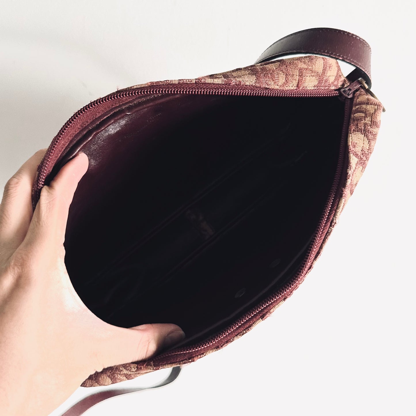 Christian Dior CD Maroon Red Oblique Monogram Logo Vintage Camera Shoulder Sling Bag