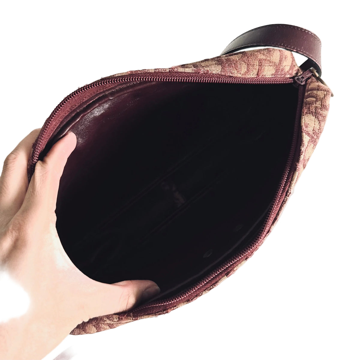 Christian Dior CD Maroon Red Oblique Monogram Logo Vintage Camera Shoulder Sling Bag