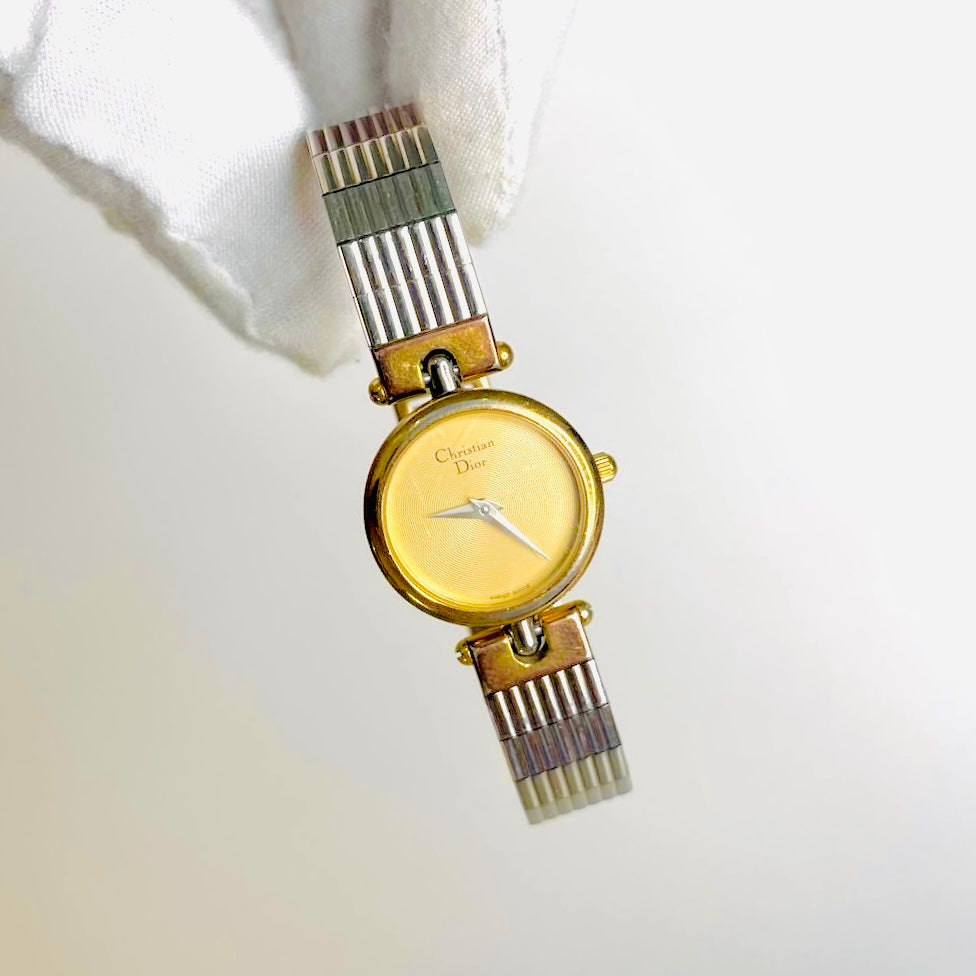 Christian Dior CD Two Tone Gold Round Dial Stainless Steel 23MM Watch