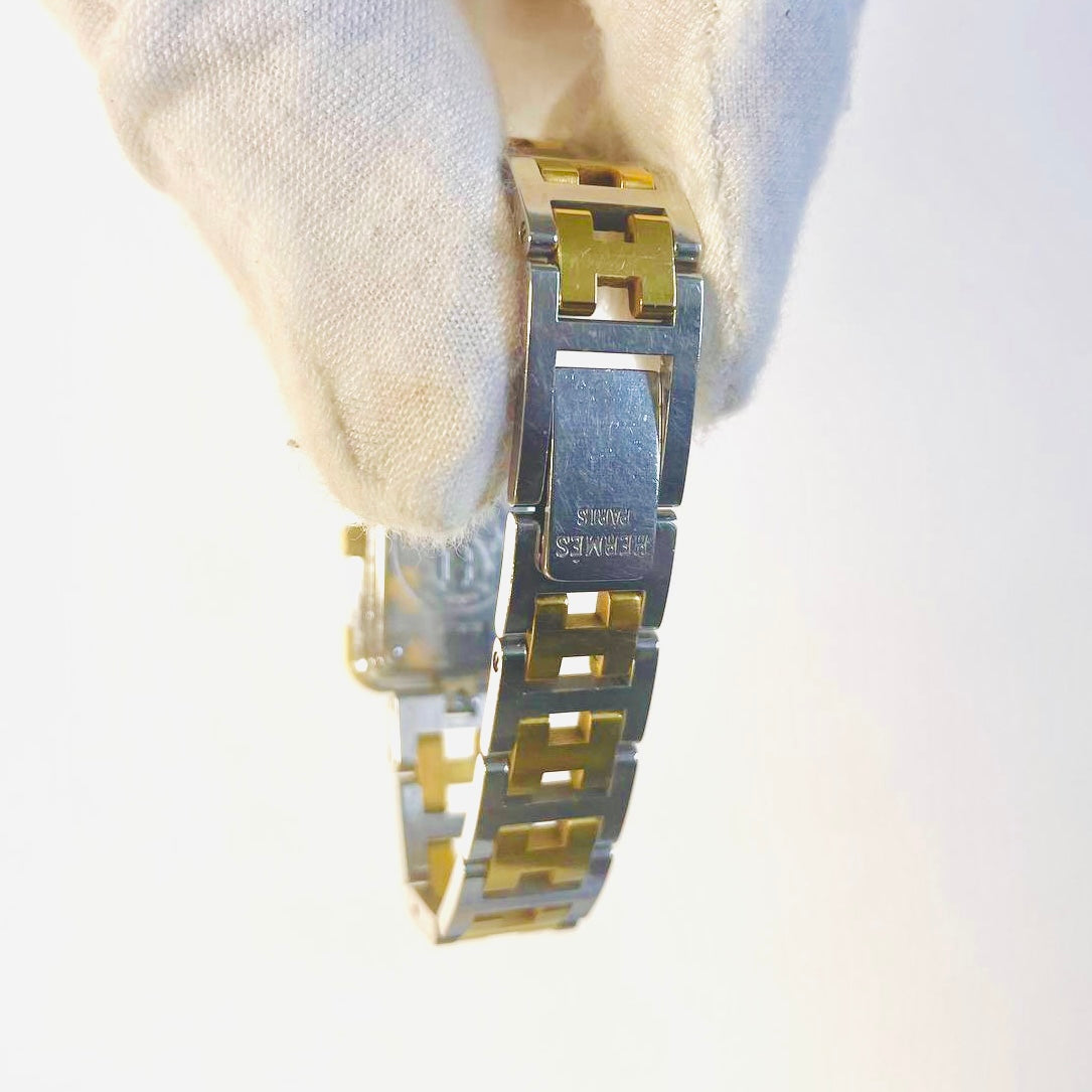 Hermes Croisiere Clipper Gold & Stainless Steel Monogram Logo Two Tone 18MM Quartz Watch