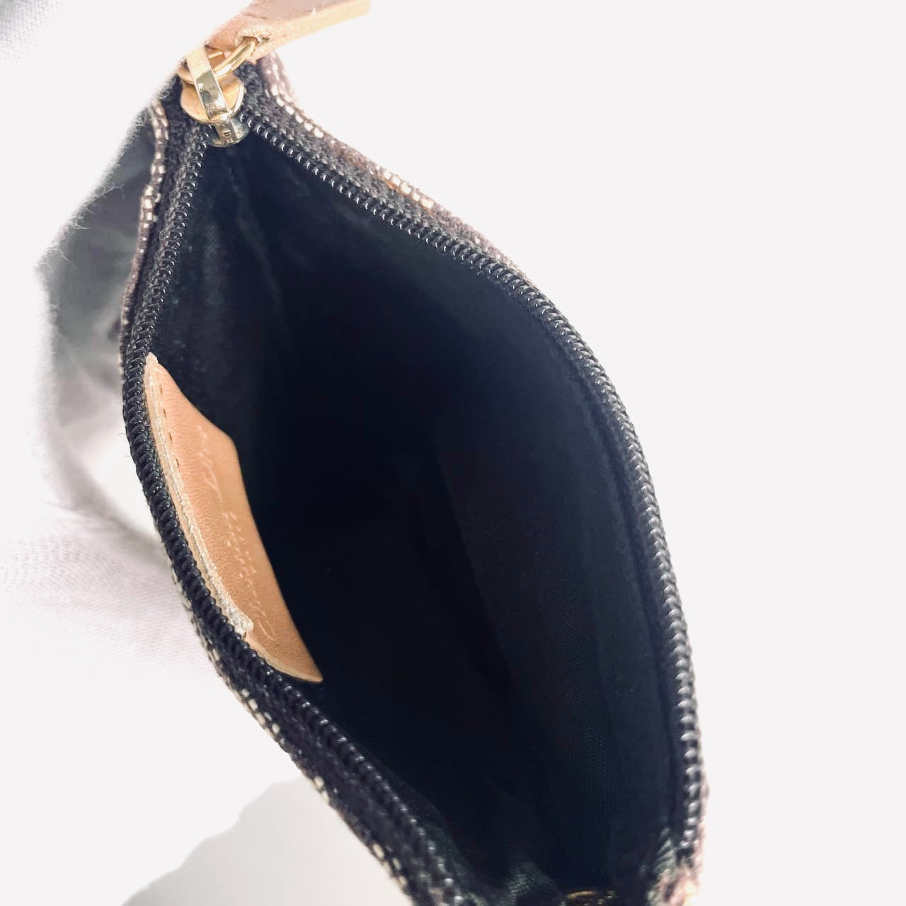 Christian Dior CD Saddle Dark Brown GHW Oblique Monogram Logo Zip Compact Wallet Pouch Case